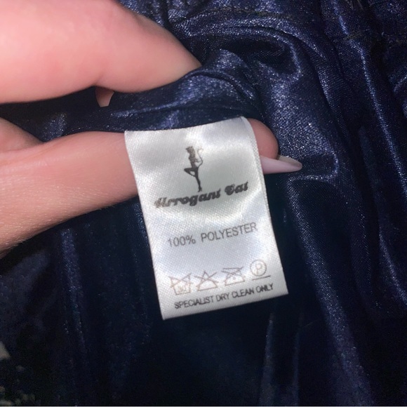 NWT Arrogant Cat Navy Blue Gold Rose Strapless Mini Dress - Picture 4 of 7